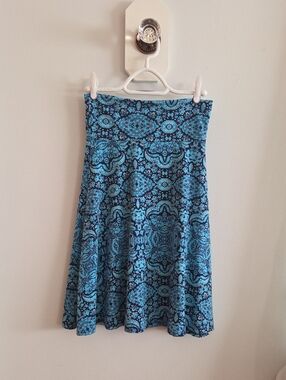 LuLaRoe Blue Patterned Skater Skirt